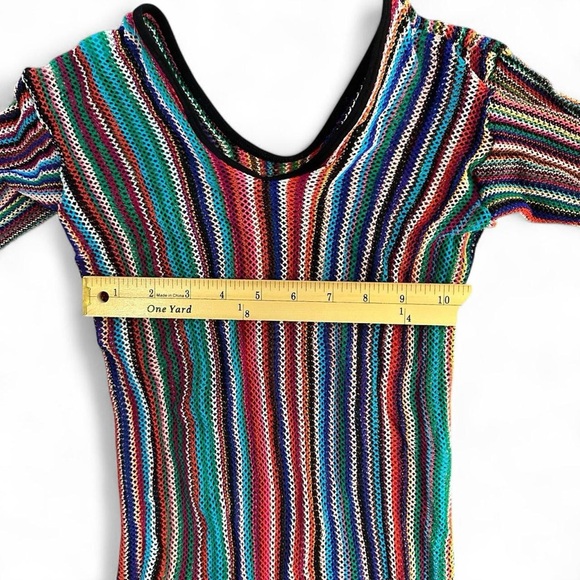 Rainbow Mesh Sheer Swim Cover Up Dress - Picture 4 of 4